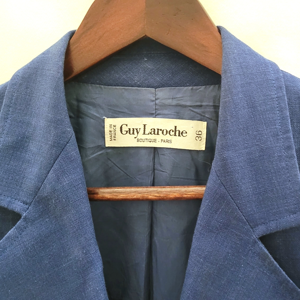 Guy Laroche Navy Linen Blend Blazer